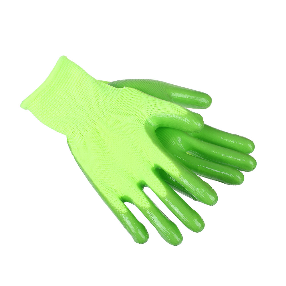 Перчатки Inbloom, зеленые, нейлон с латексным полуобливом, 4 размер - #1