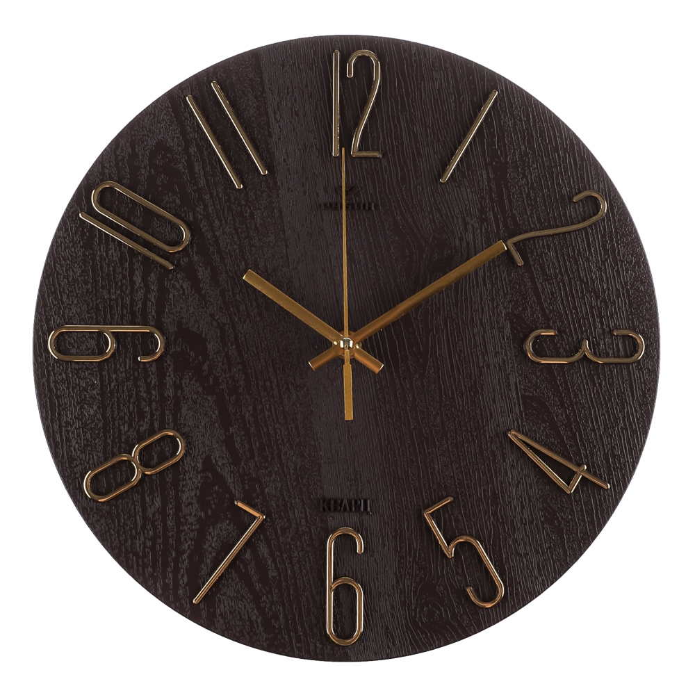 Часы настенные d=30см, корпус коричневый+золото "Классика", арт.3010-003 - #1