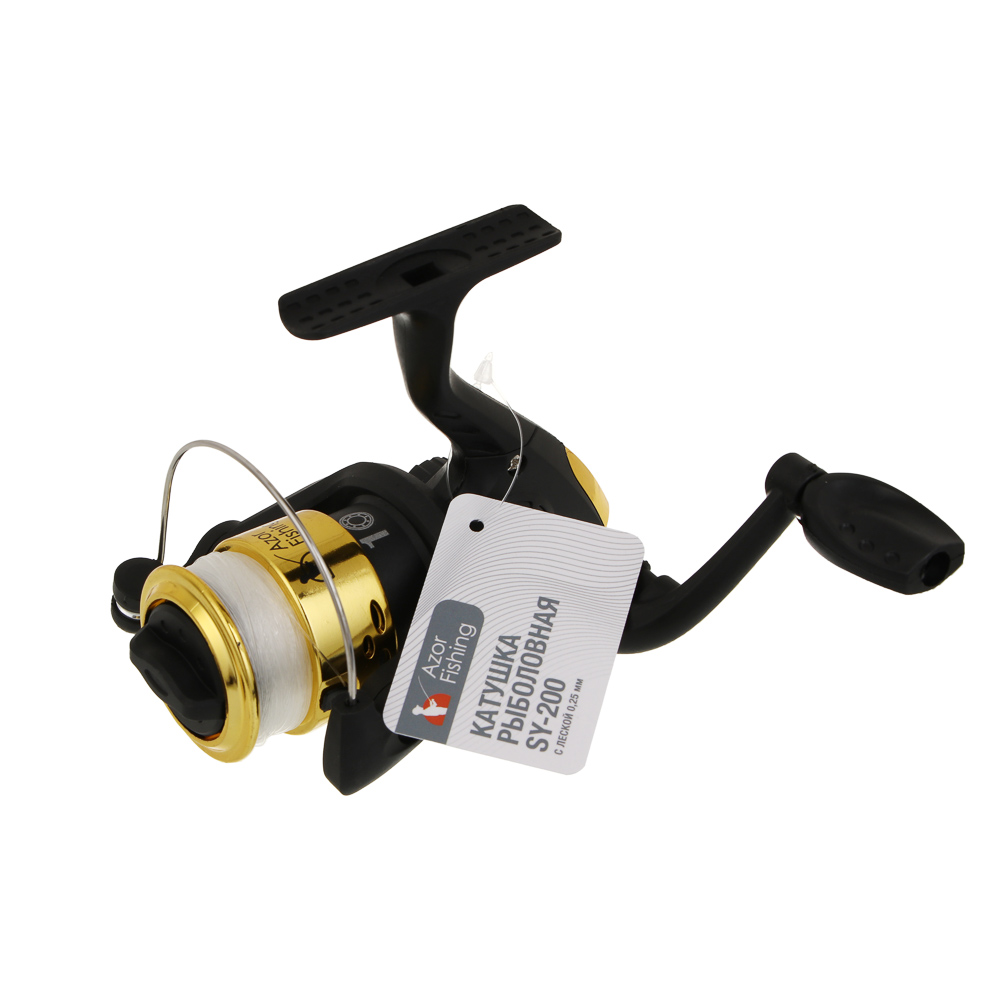 Катушка SY 200 тм AZOR FISHING, передний фрикцион, 1 п.п.,металл, пластик, с леской 0.25 мм - #6