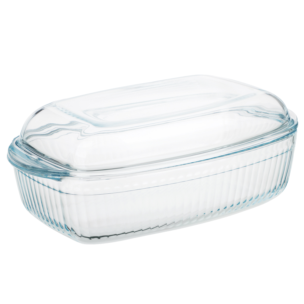 SATOSHI Утятница жаропрочная, рельеф, стекло, 37х22х9см, 4.5л - #1