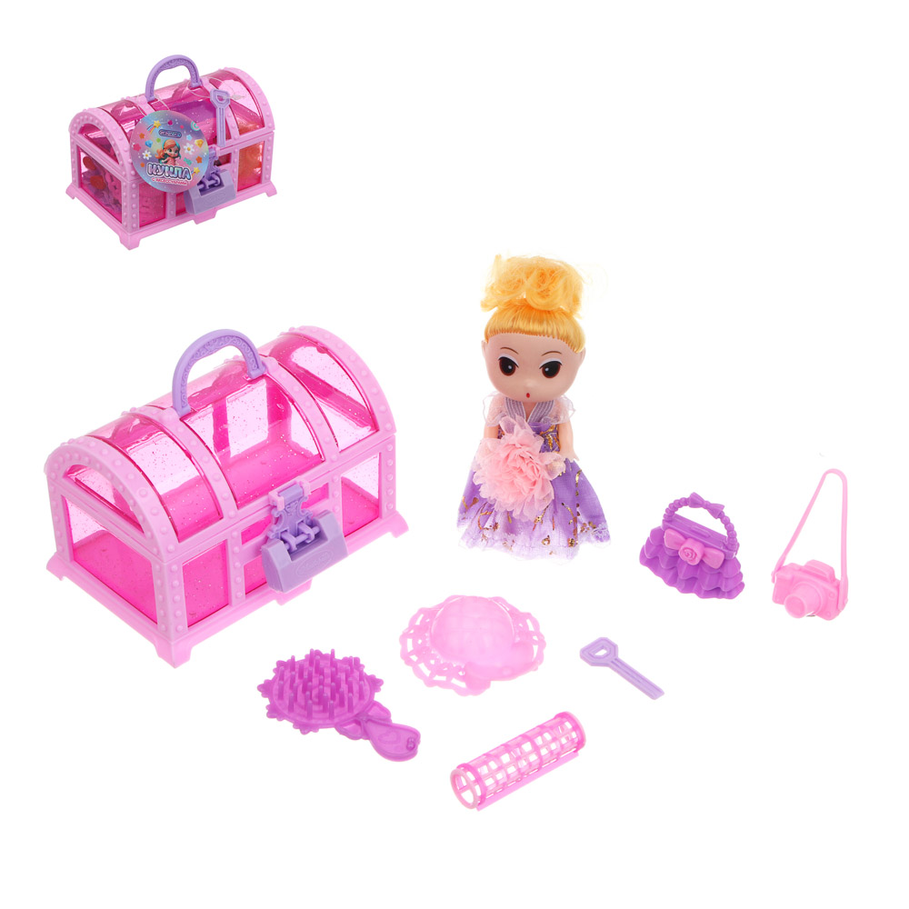 ИГРОЛЕНД Кукла 10 см с акс. в сундучке, 8 пр., PP, ABS 11,5х10х7,8 см - #1