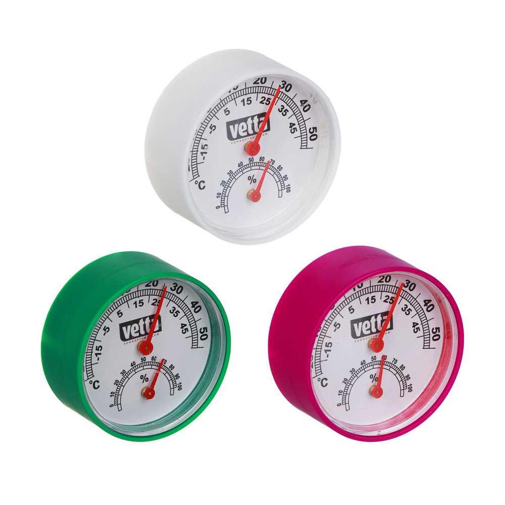 VETTA Термометр + влагомер на блистере, 6,3см, металл, пластик, 3 цвета - #1