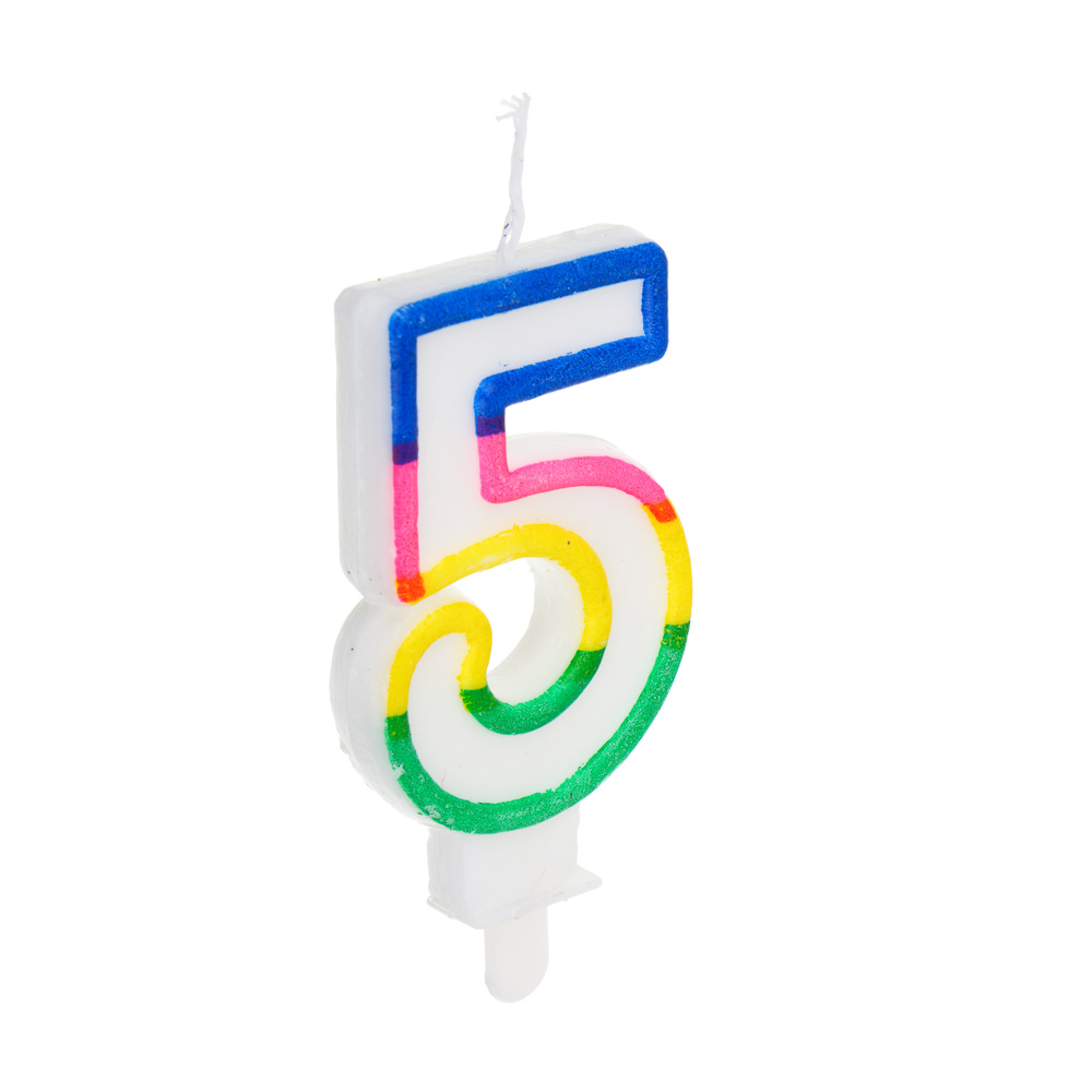 Капитан Весельчак Свеча для торта в форме цифры, с подставкой (5), парафин, PP - #1