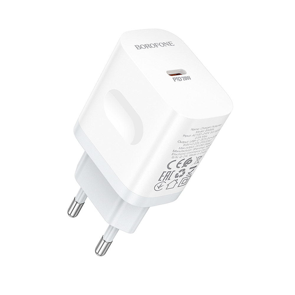 Сетевое зарядное устройство BOROFONE модель BA99A, USB-C PD 20 W, цвет: белый - #1