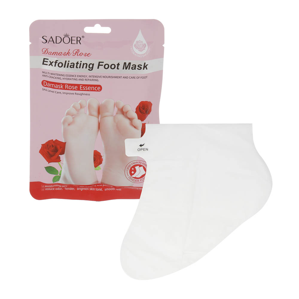 Маска носочки для ног отшелушивающая с дамасской розой тм Sadoer 1 пара, 35гр - #2