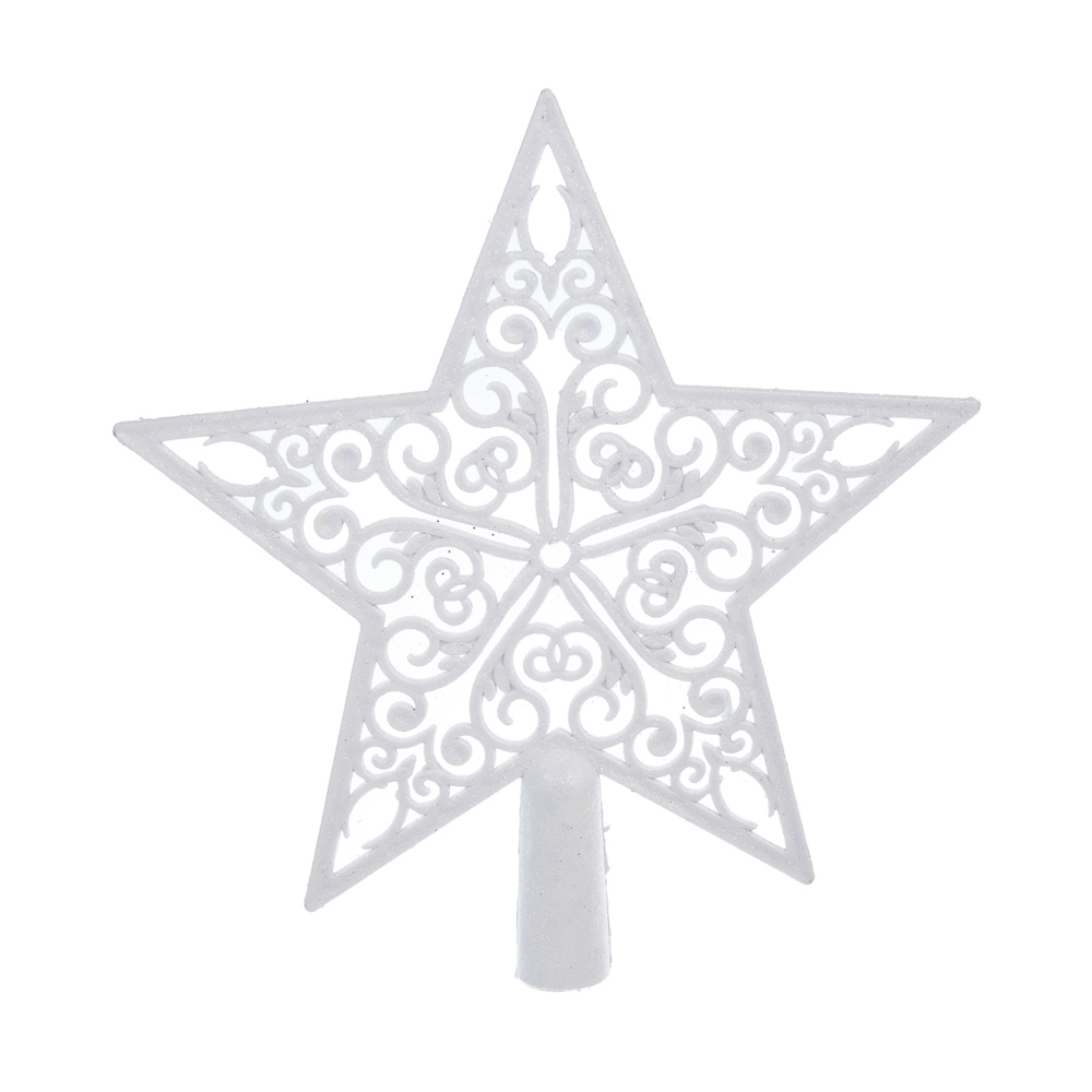 СНОУ БУМ Наконечник на елку “Звезда” 20.5x21.5 см, глиттер, белый, пластик - #1