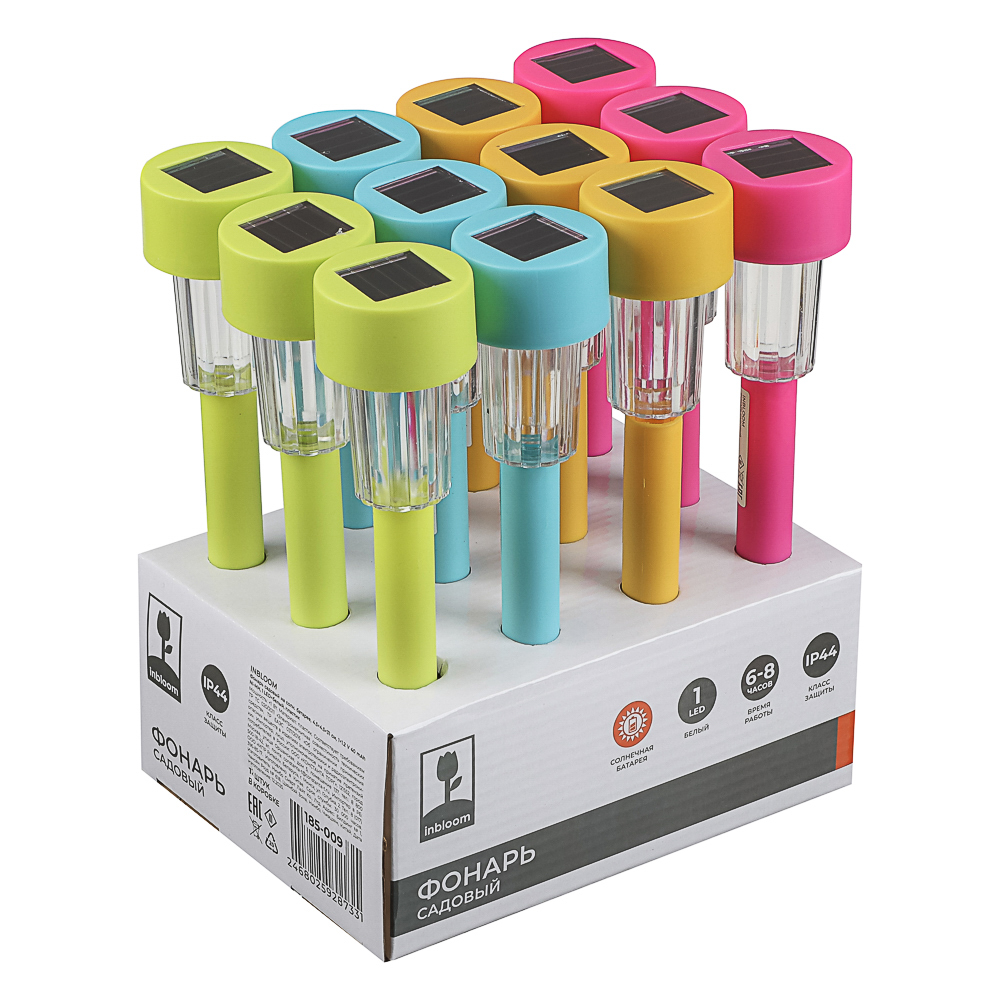 INBLOOM Фонарь садовый на солн. батарее, 4.5x4.5x31см, 1x1.2V 40mAh NI-MH, 1LED*белый, пластик - #5