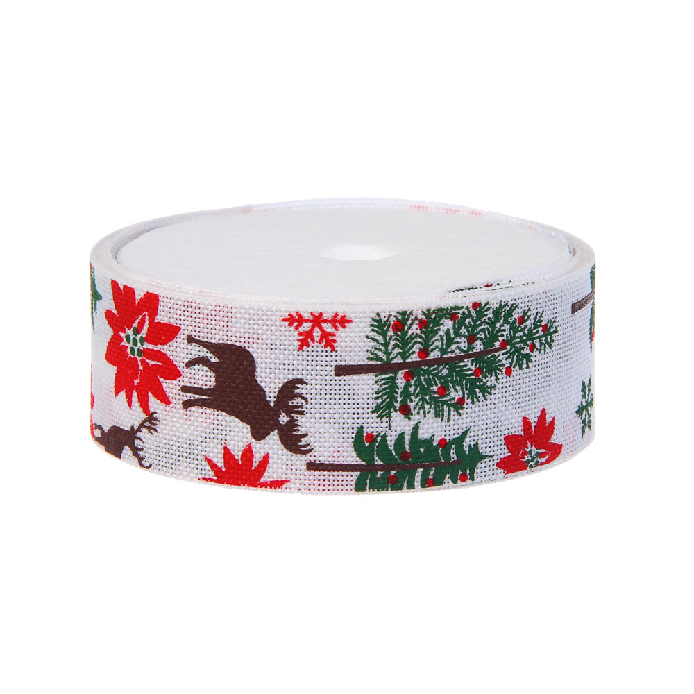 Лента для подарков новогодняя, 2,5 см x 2,7 м, полиэстер, арт.4, 3 диз. - #2