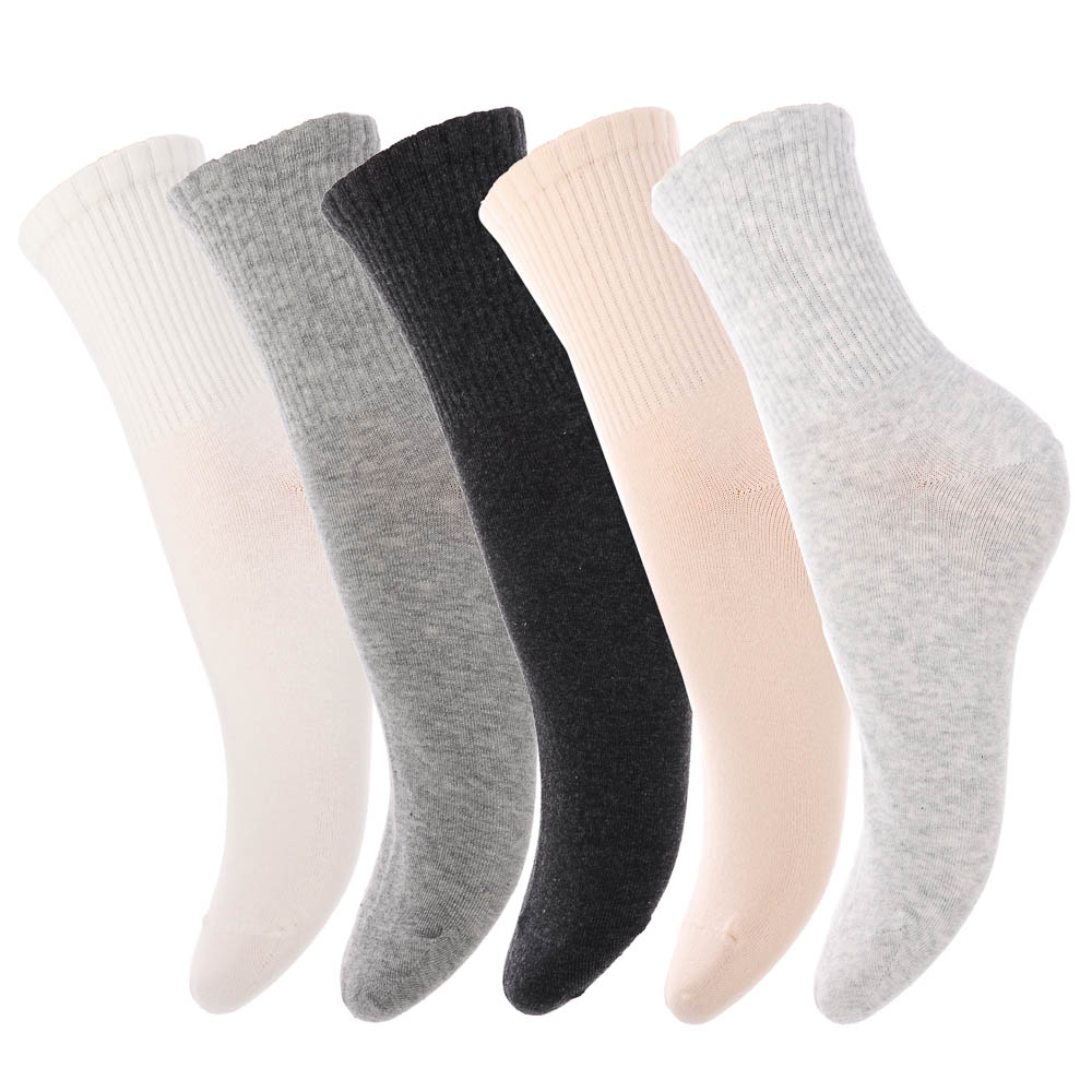 Носки женские высокие в рубчик, тм Turkan, р. 36-41, 90%хлопок, 8% п/а, 2%лайкра,цвета в ас-те,7158 - #1