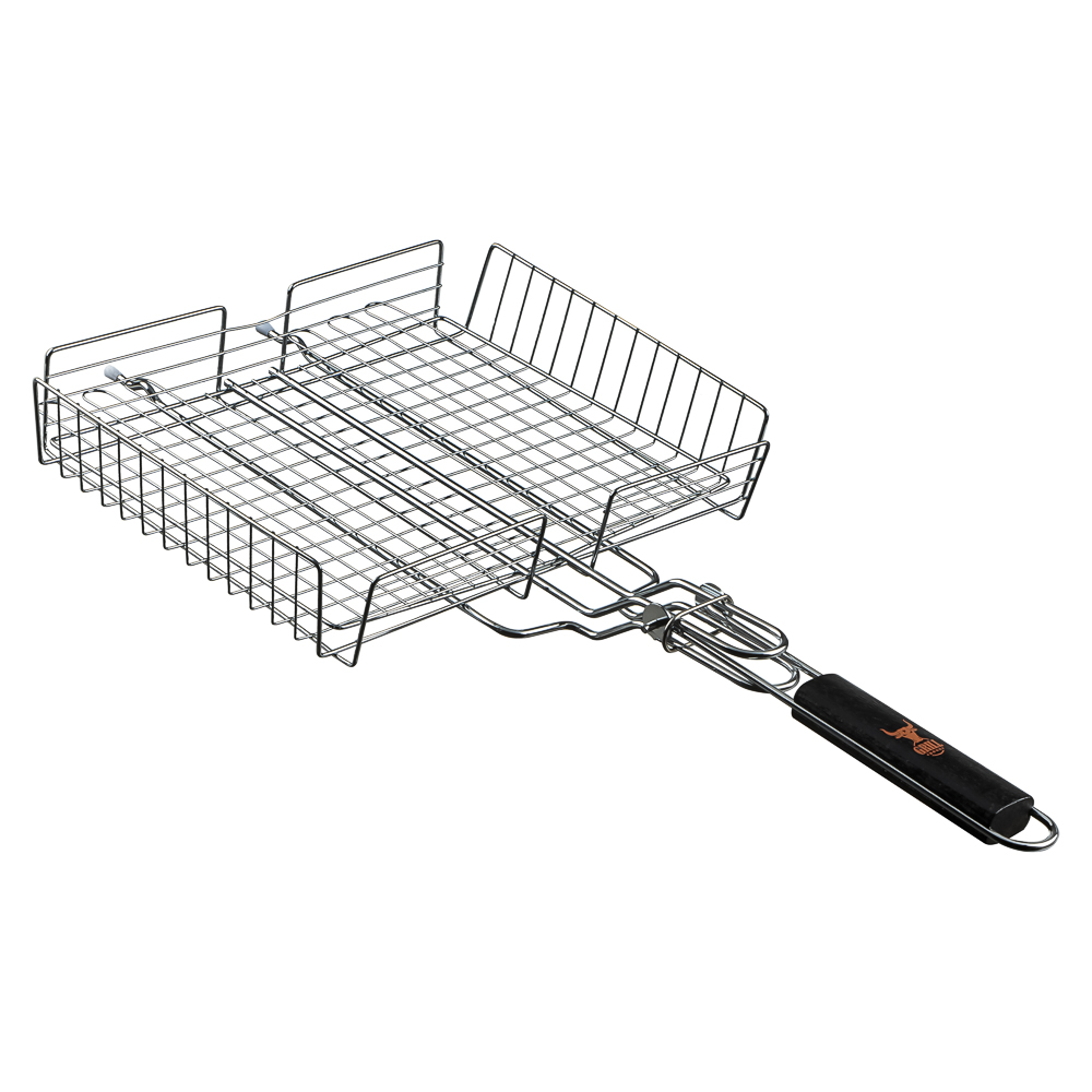 GRILLBOOM Решётка гриль хром со съёмной ручкой 57x30x24 глубина 5см, хромированная сталь - #1