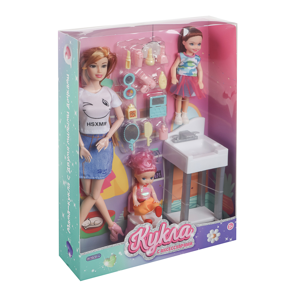 ИГРОЛЕНД Кукла шарнирная 28 см с дочками и акс., PVC, ABS, полиэстер, 23х6х32 см - #19