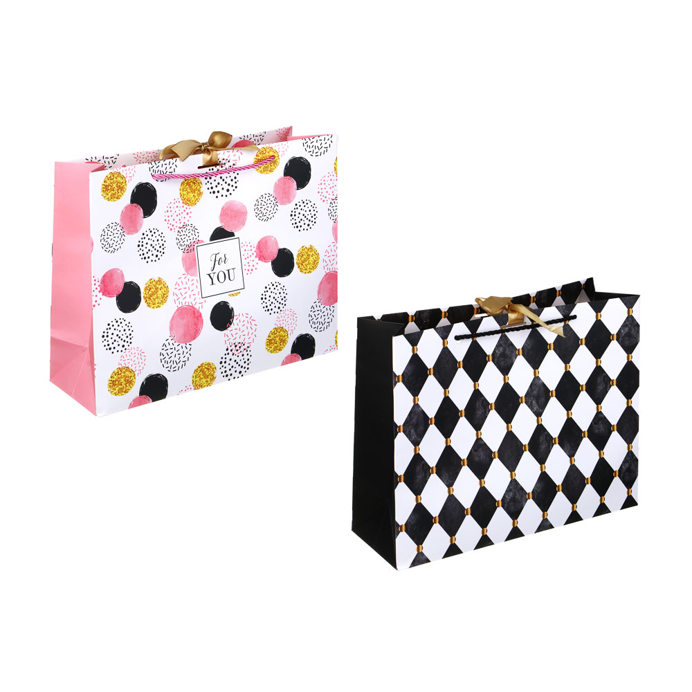 ВСЁГАЗИН Пакет подарочный, высококачест.бумага, с атласной лентой, цвет.принт, 32x25x11 см - #1