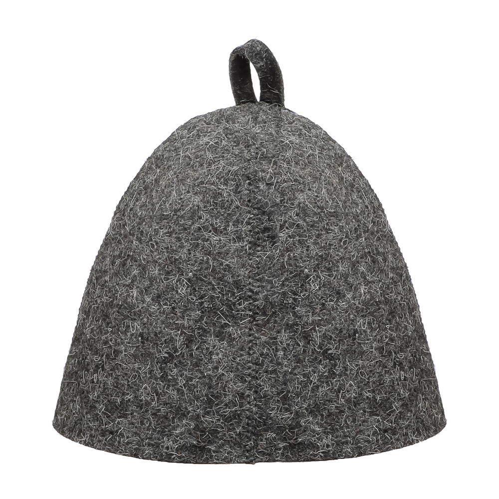 Шапка банная без вышивки Амонд (эконом), войлок белый/серый - #3