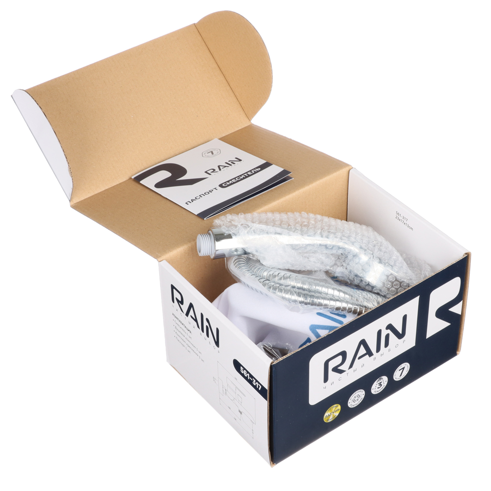RAIN Смеситель для ванны Гранат, короткий излив, душ. набор, картридж 35мм, латунь, хром - #7