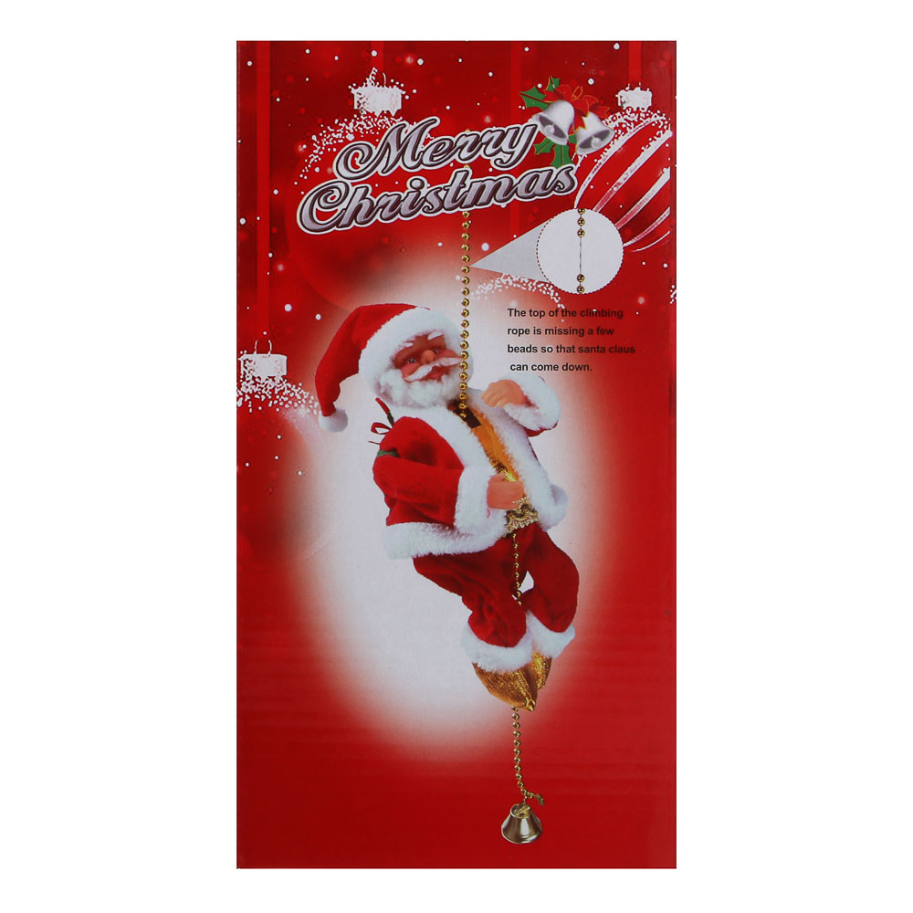 СНОУ БУМ Игрушка новогодняя "Музыкальный Санта", двигается по веревке, 10х24см, ABS, полиэстер, 3хАА - #6