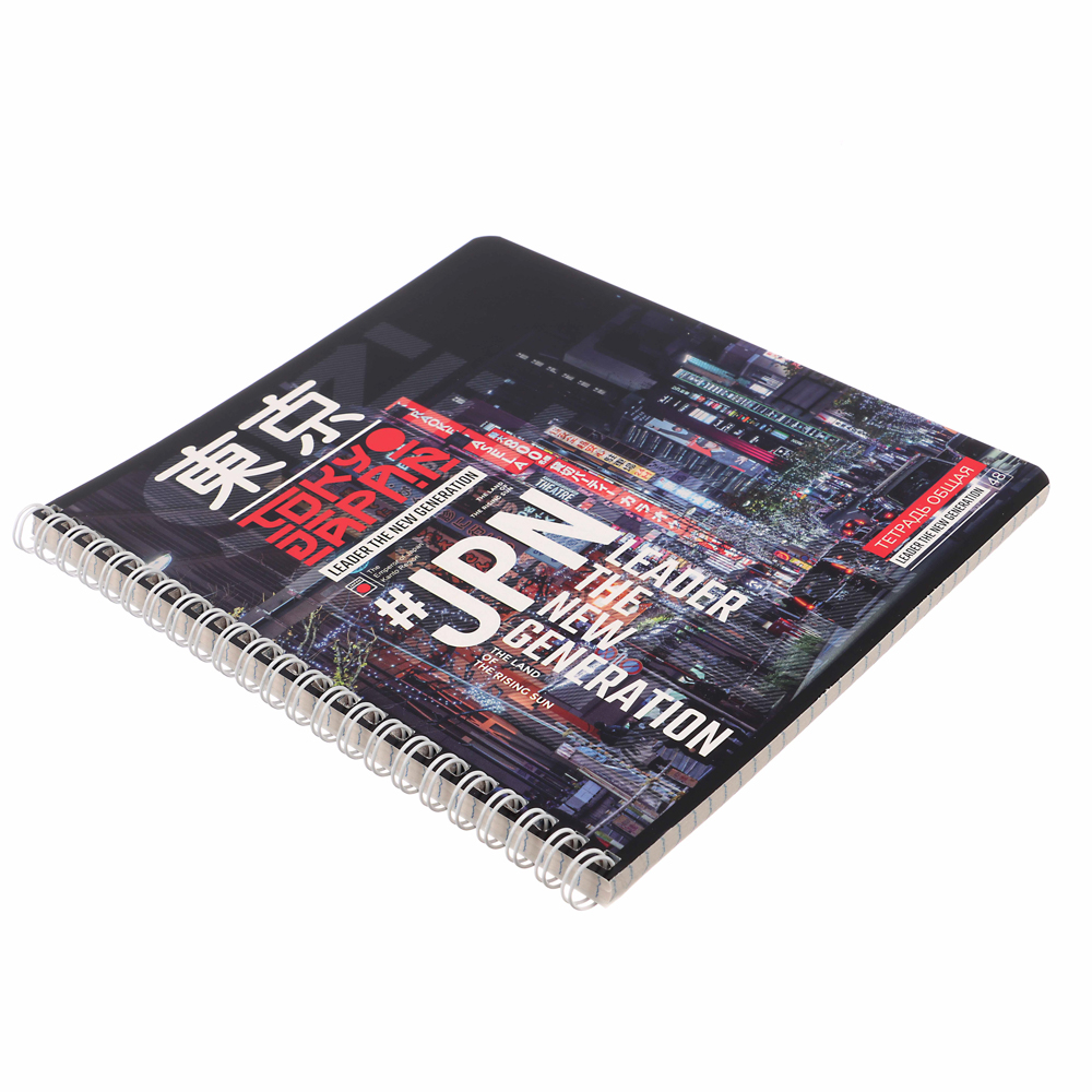 Тетрадь общая 48 листов в клетку, блок№2, обложка картон, спираль 5 диз - #10