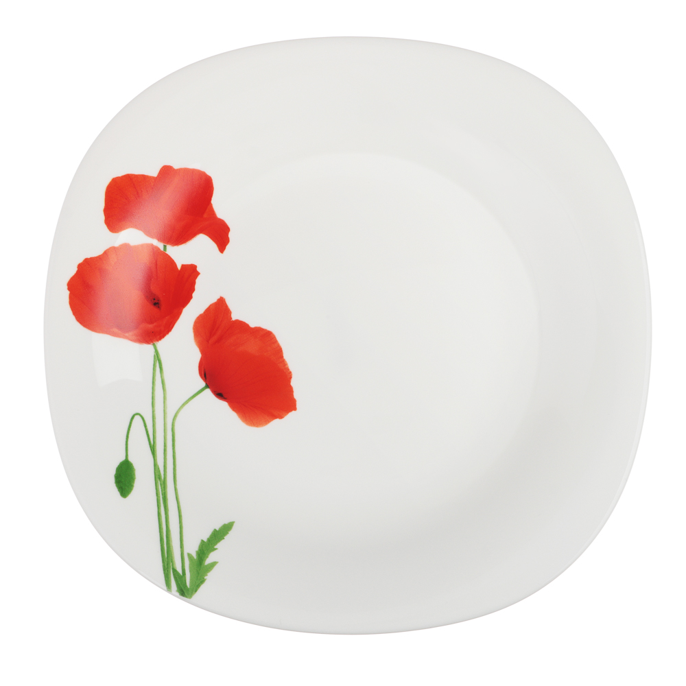 MILLIMI Маки Тарелка десертная, опаловое стекло, 21.5см, квадратная форма - #1