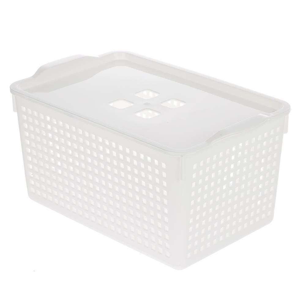 Корзинка Лофт 5,3л 295х185х145мм с крышкой белый, серый - #8