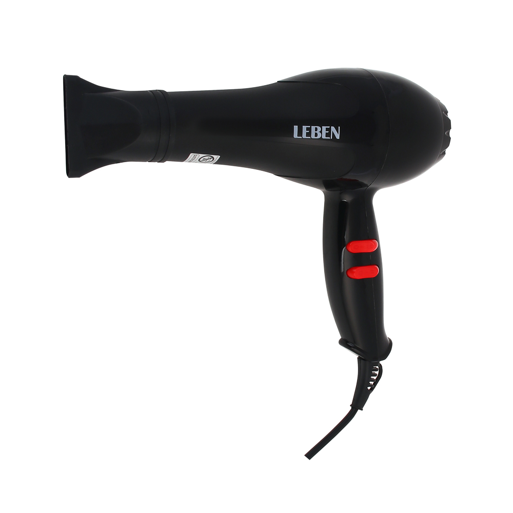 LEBEN Фен для волос, 900 Вт, 2 скорости, 2 темп.реж., черный, концентратор - #1