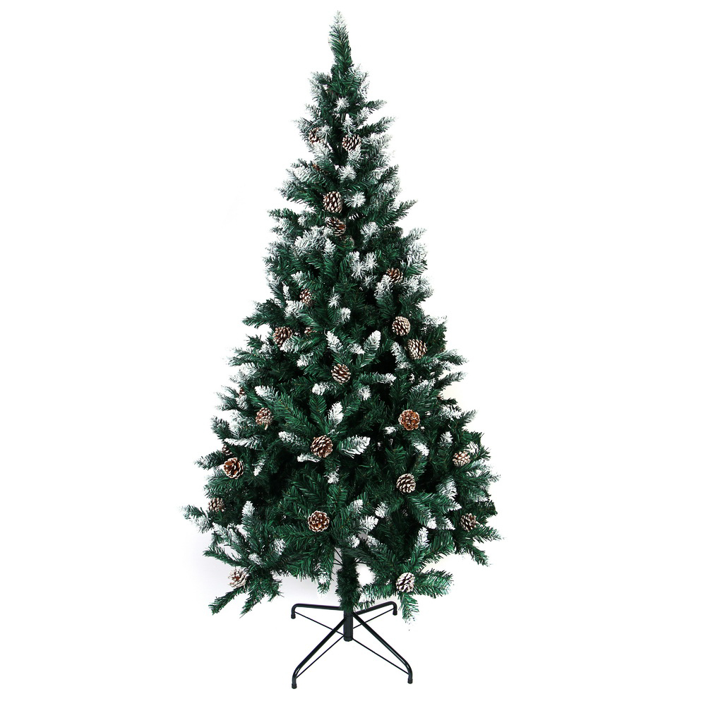 Ель искусственная с заснеженными кончиками и шишками 180см, 585 веток, ПВХ, 26-29 - #1