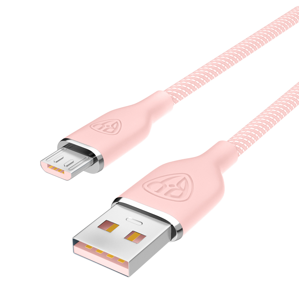 BY Кабель для зарядки Elite Micro USB, 3А, 1м, Быстрая зарядка QC3.0, 100см, розовый - #4