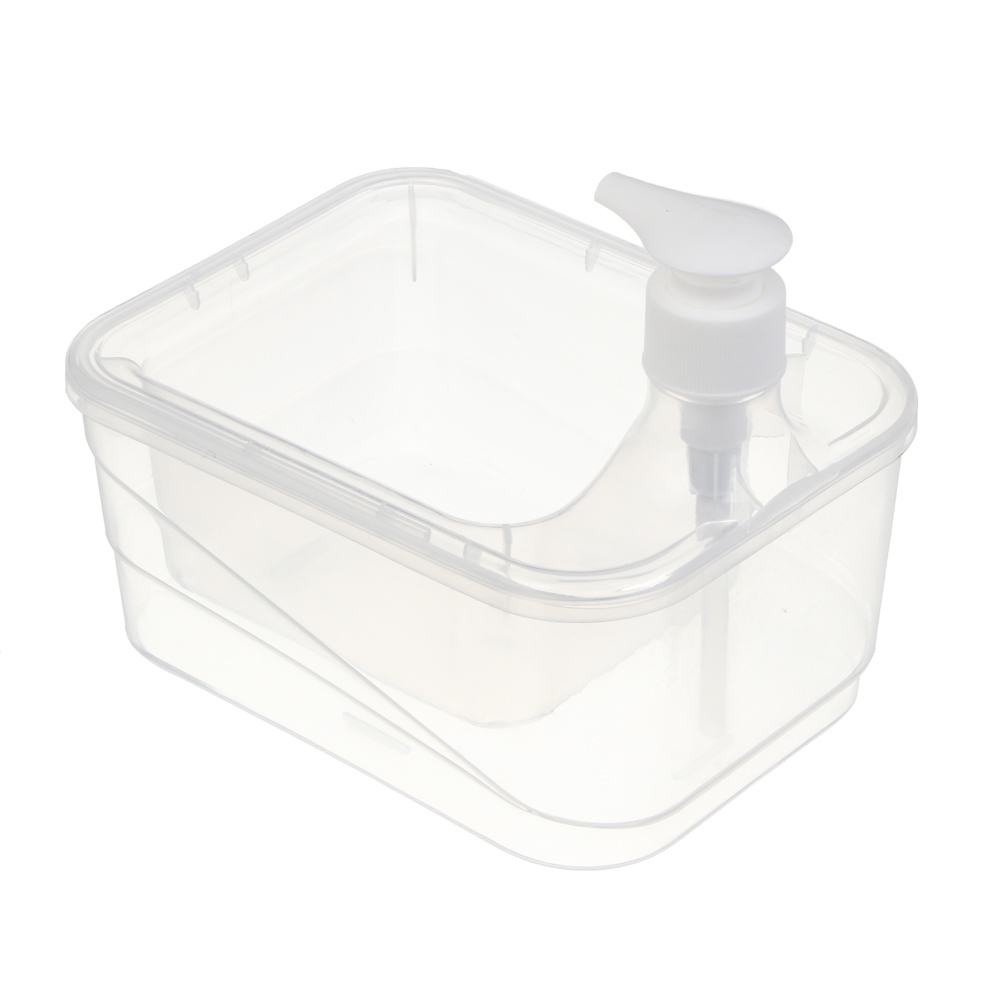 Дозатор для моющего средства, тм VETTA, отсек для губки, губка в компл., 500 мл, 17х13х14см, пластик - #6