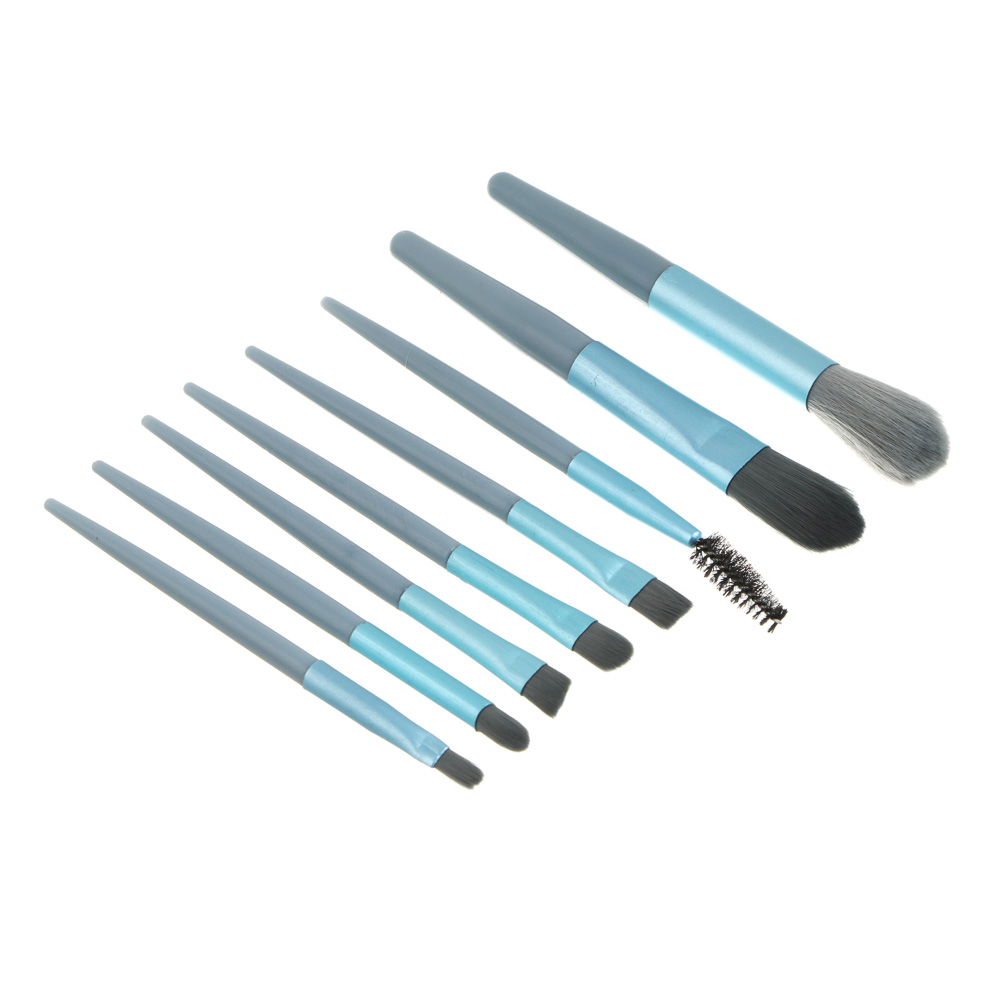 Кисти для визажа 8 шт тм ЮНИLOOK ,пластик, металл, иск.ворс, ПУ, 10,5-12 см, 3 цвета - #2