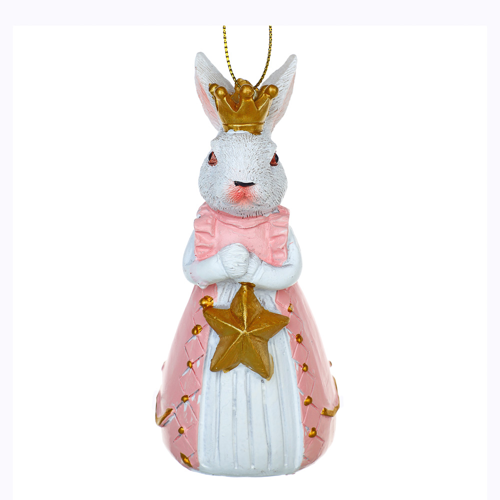СНОУ БУМ Фигурка подвесная кролик с короной, полирезина, 4x4x11см - #3