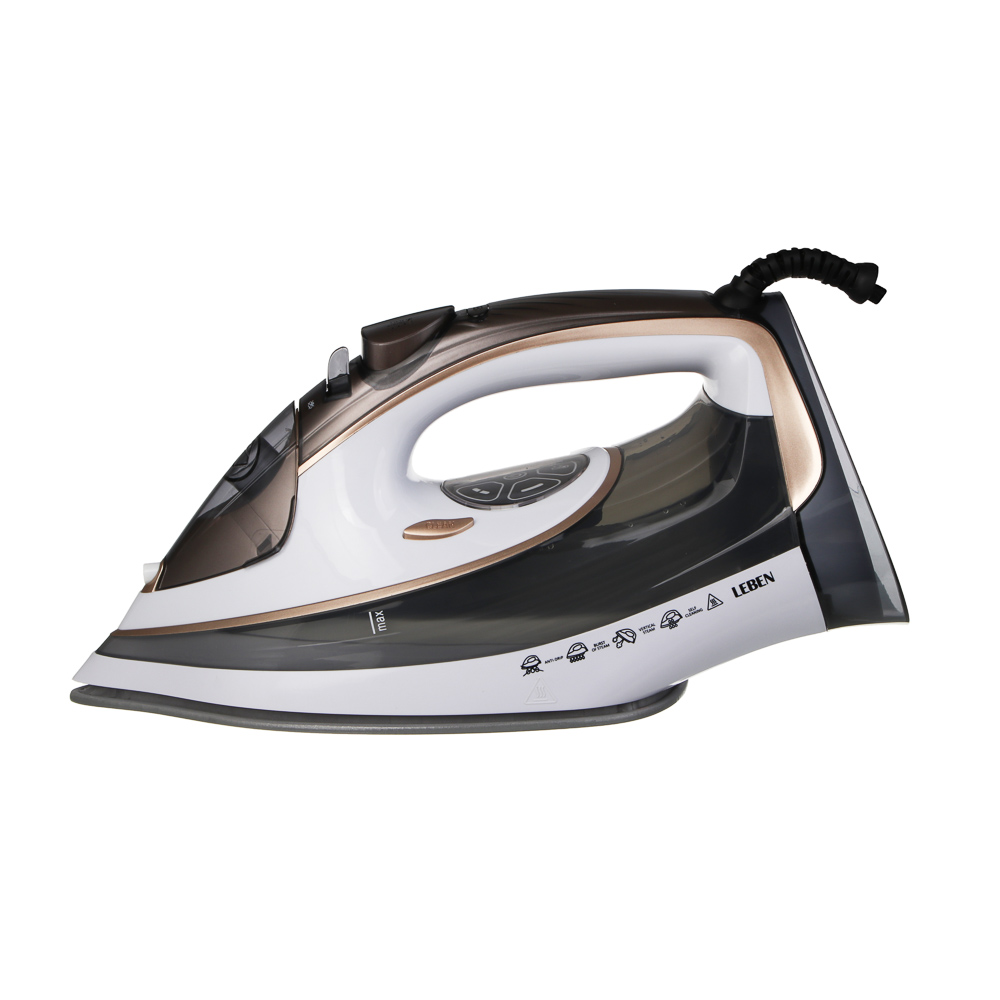 LEBEN Утюг с отпаривателем 3000 Вт, керамика, цифр. дисплей (антинакипь, антикапля, автоотключение) - #3