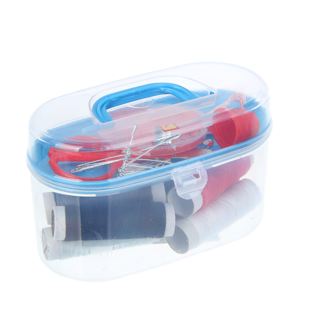 Набор швейных принадлежностей 15 пр. в пластик боксе (нитки, иголки, ножницы, сантиметр и т.д.) - #12