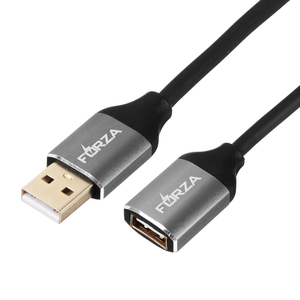 FORZA Кабель удлинитель USB 2.0 AM/AF, 2м, металл купить с выгодой в  Галамарт