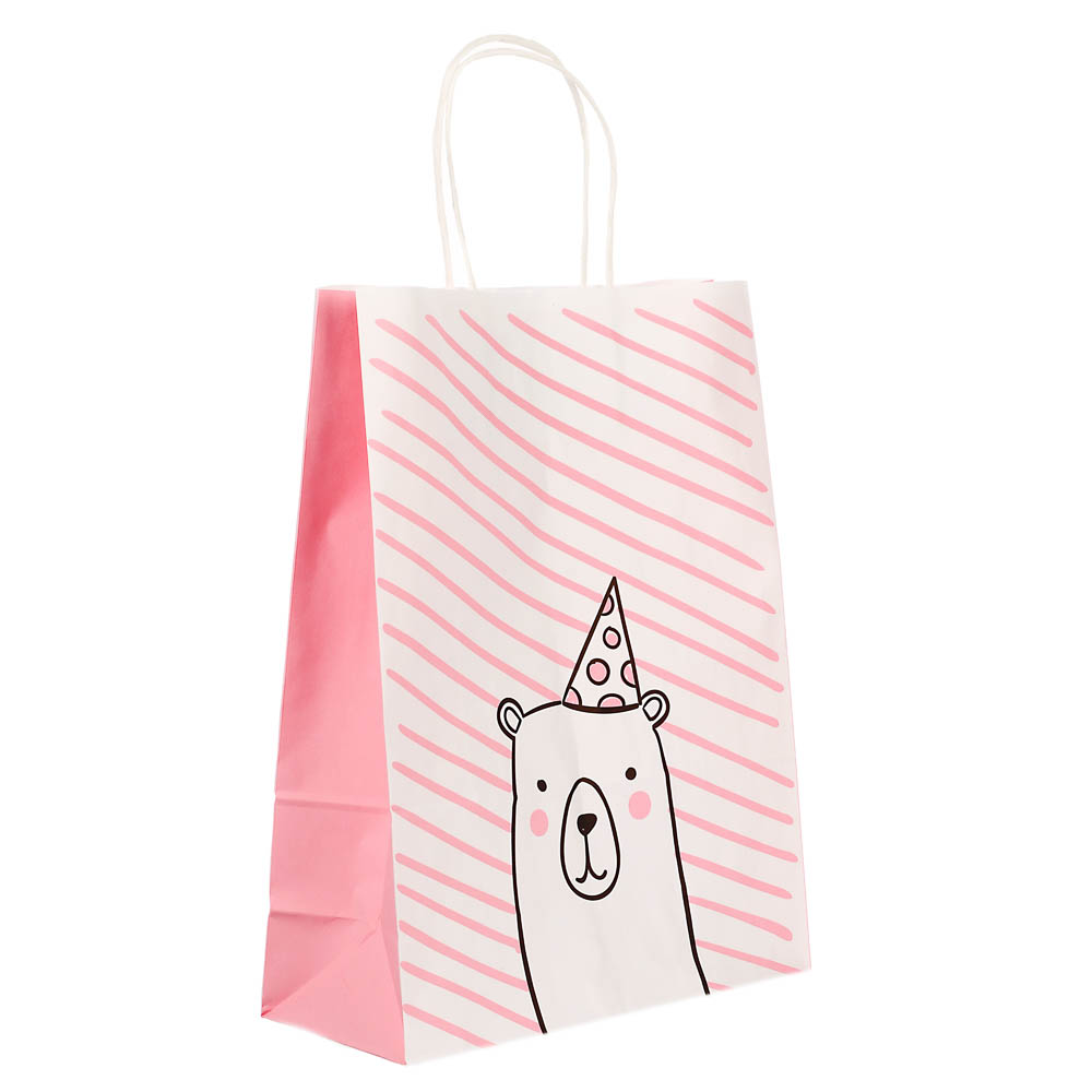 Пакет подарочный с кручеными ручками 24x10,5x32 см, "Мишка" - #1