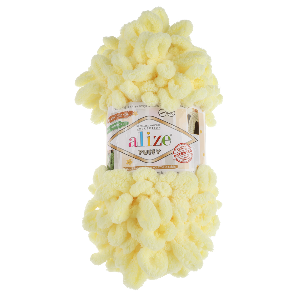 Пряжа Puffy/Ализе 100г/9,5м 100% Микрополиэстер (13-светло-жёлтый) - #1