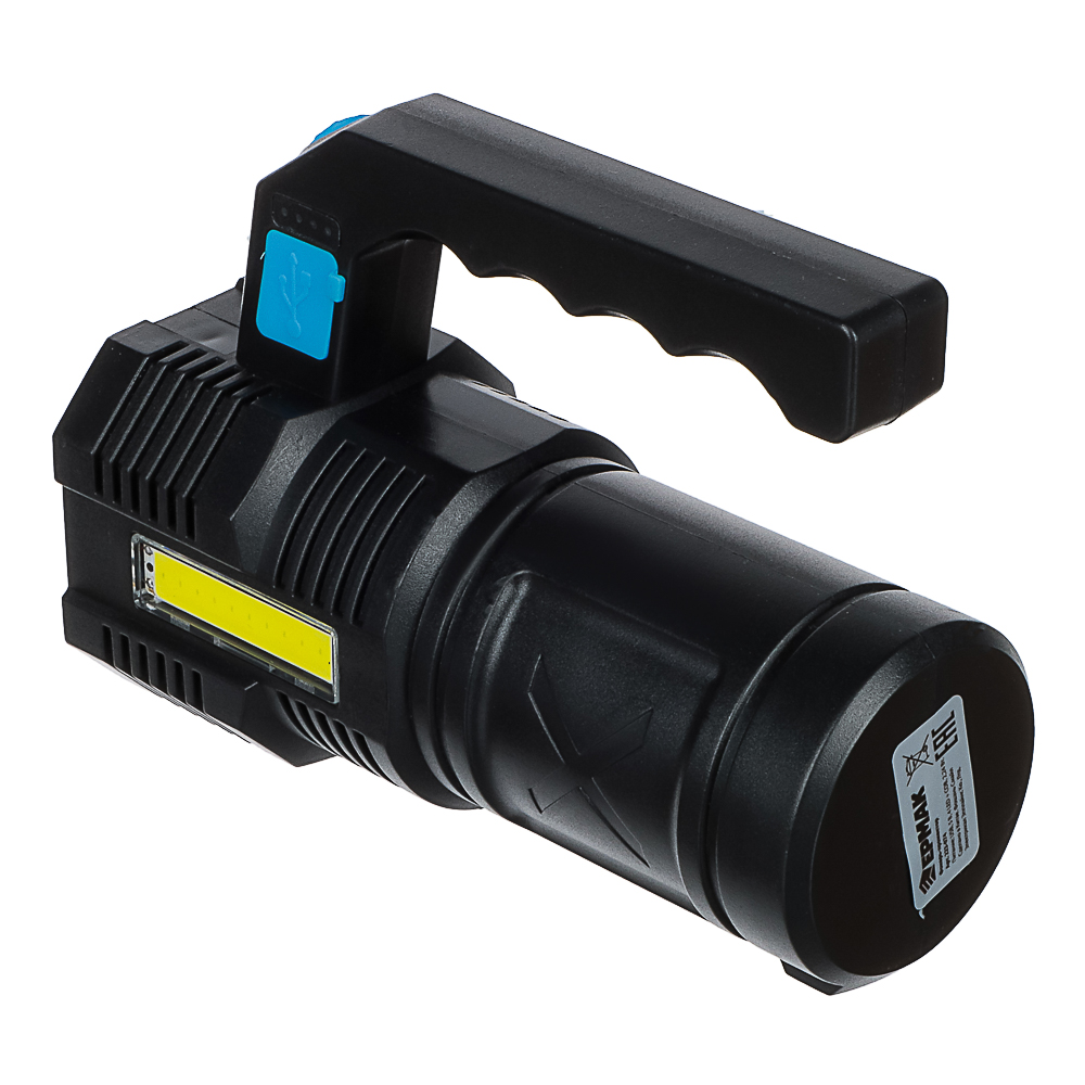 Фонарь прожектор тм ЕРМАК, 4 LED + COB, 4 режима, 2000мАч, USB кабель, пластик, 147х103х60 мм - #2