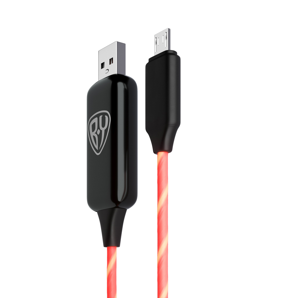 Кабель для зарядки Рыжий, светящийся, Micro USB, 1 м, LED подсветка оранжевая - #3