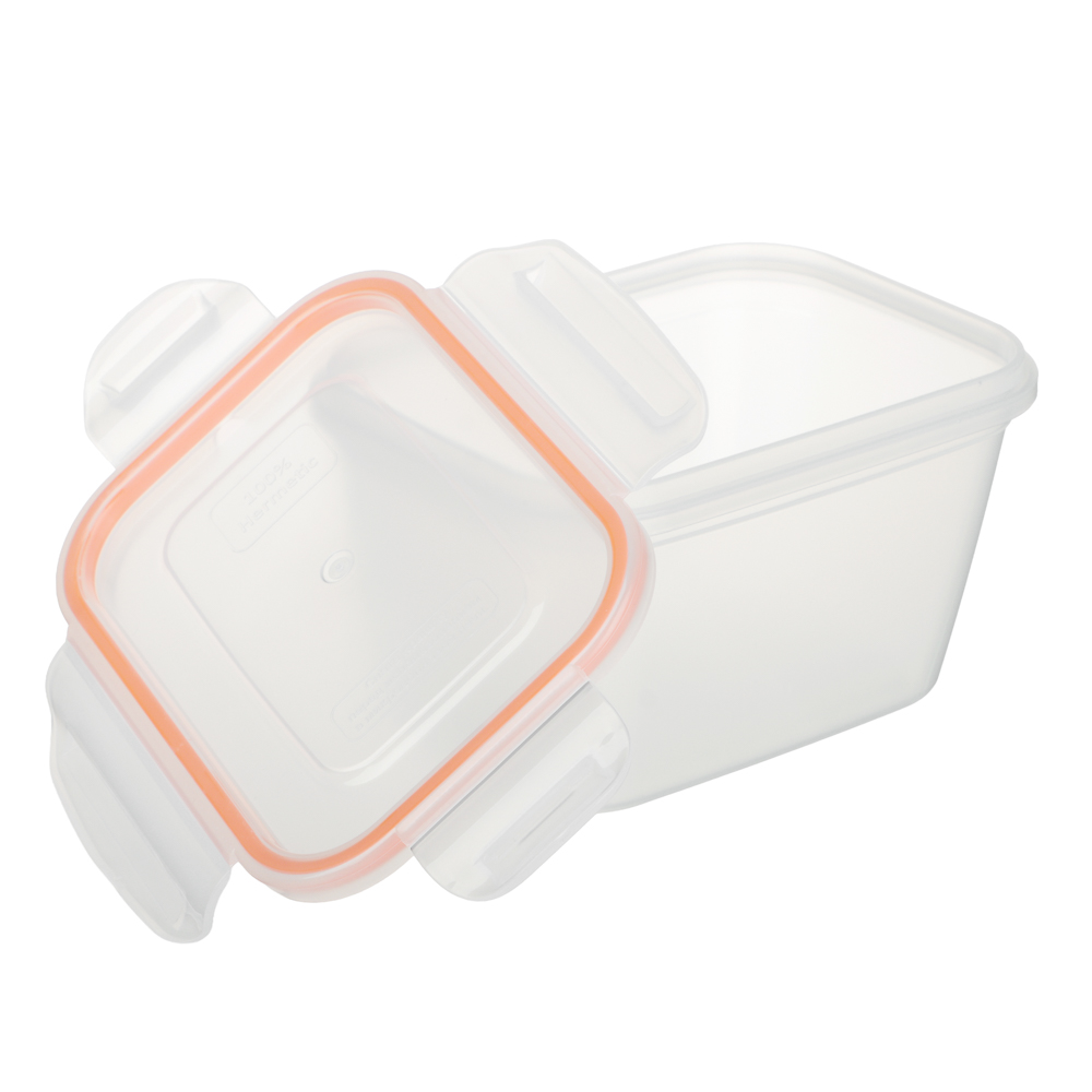 Контейнер пищевой герметичный с защелками 0,77л, прямоугольный конусный, пластик - #5