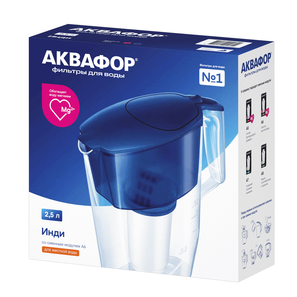 АКВАФОР Фильтр-кувшин 2,5 л, Инди А6, кобальт - #4