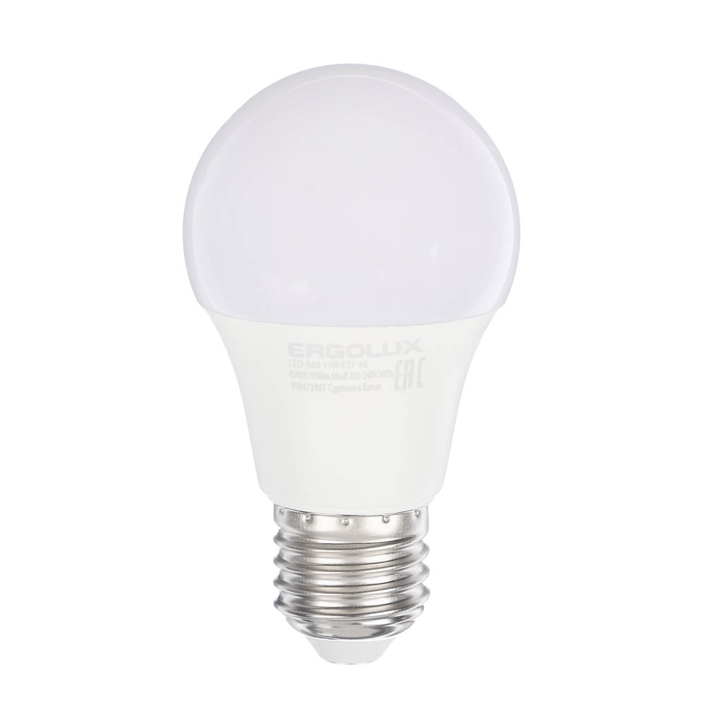 Ergolux LED-A60-11W-E27-4K (Эл.лампа светодиодная ЛОН 11Вт Е27 4500К 220-240В), 14459 - #1