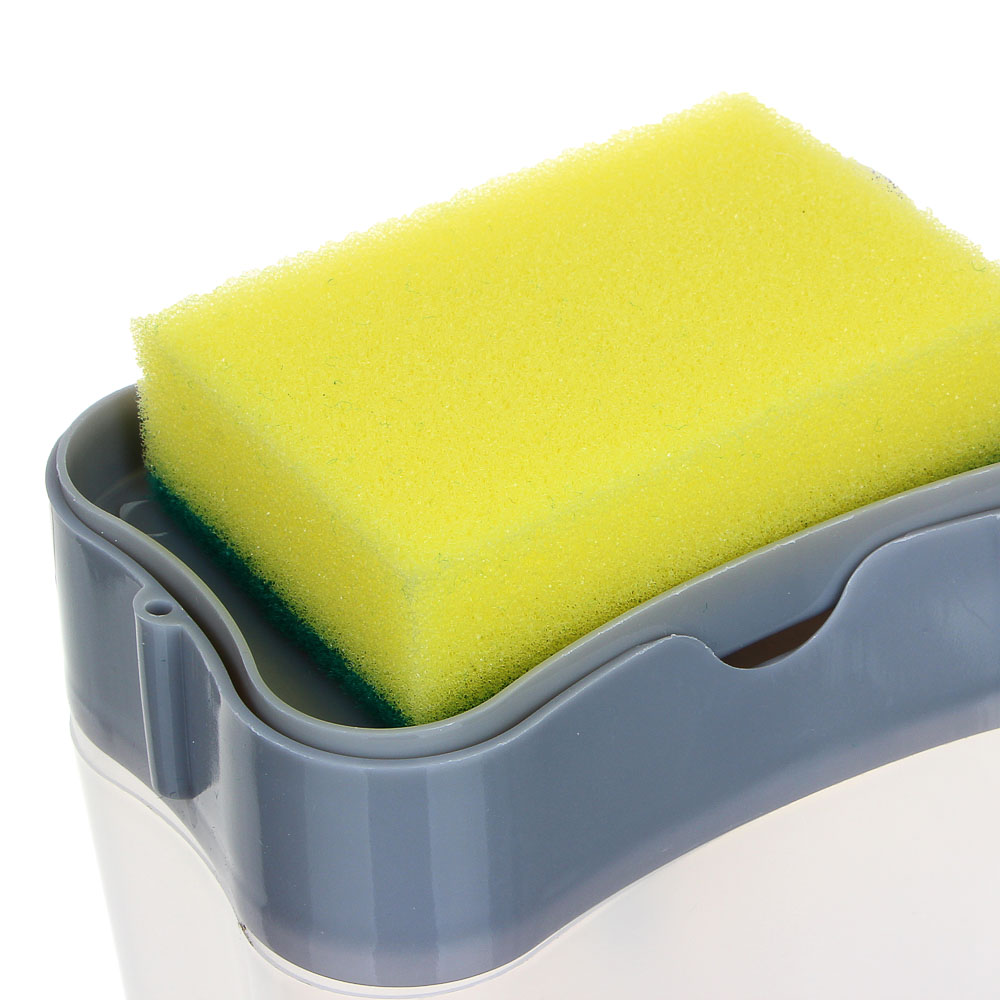 VETTA Дозатор для моющего средства с губкой, пластик, 14x9x11 см, серый - #2