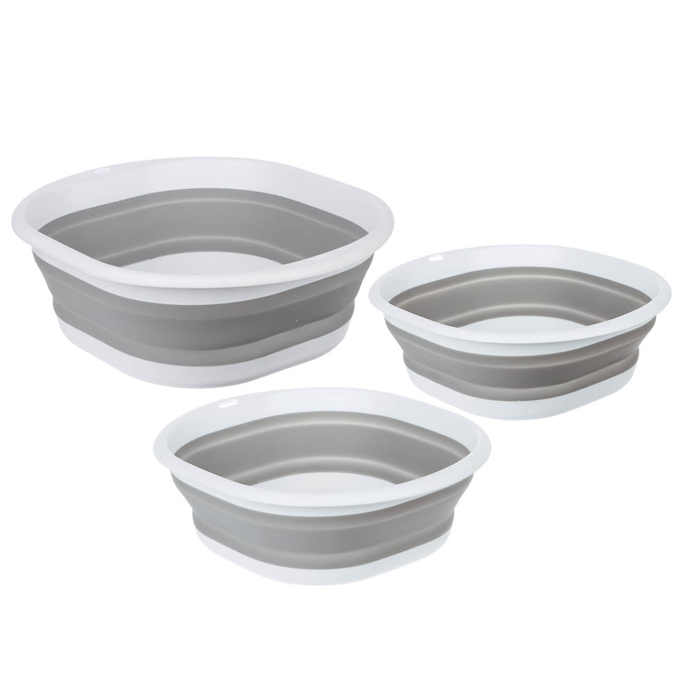 Набор тазов для уборки 3 шт, складные, 3-5-8 литров, полипропилен, термопластичная резина - #1