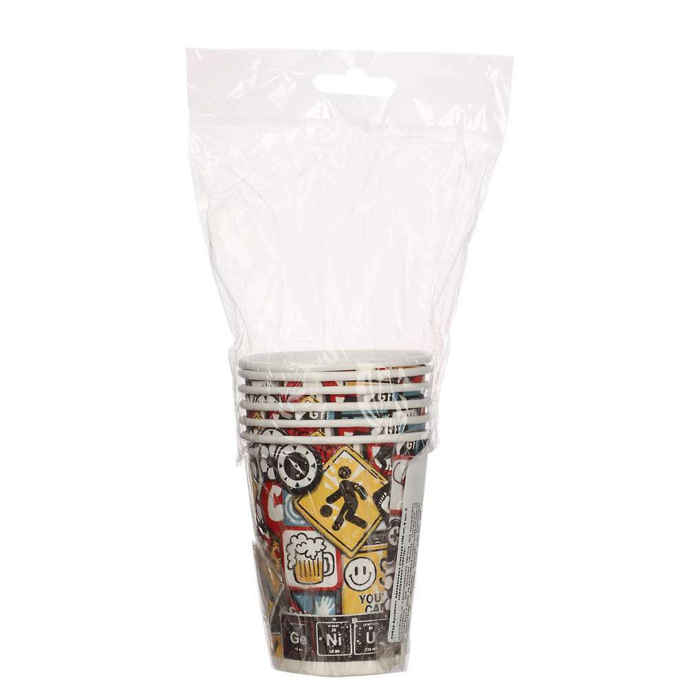 Набор бумажных стаканов Знаки яркие, в т/у пленке, 6 шт*250 мл - #4