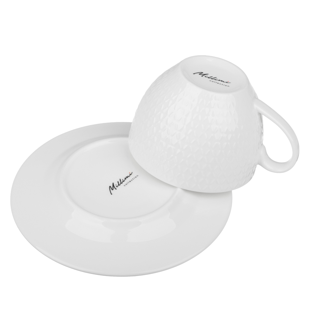 Набор чайный 4 пр., 260мл, MILLIMI, ромб белый, фарфор - #6