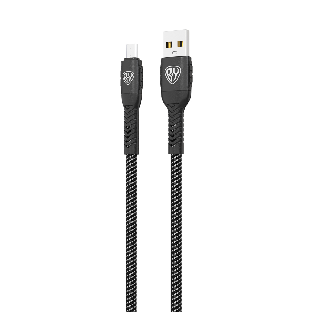 BY Кабель для зарядки Silky microUSB, 1м, Быстрая зарядка 3А, QC, PD 20W, тканевый, черный - #3