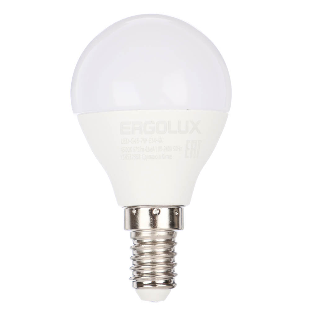 Ergolux LED-G45-7W-E14-4K (Эл.лампа светодиодная Шар 7Вт E14 4500K 172-265В), 12144 - #1