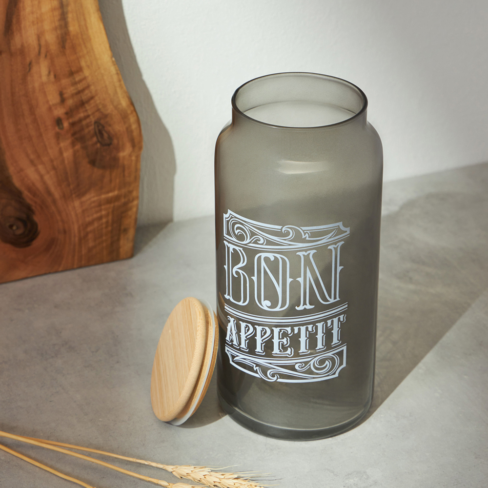 HEREVIN Бон Аппетит Банка для сыпучих продуктов с деревянной крышкой, стекло, 1400мл, 232002-266 - #5