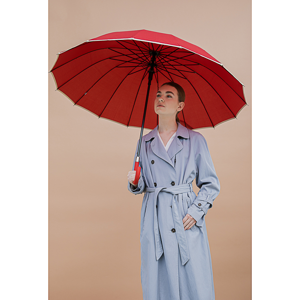Зонт-трость женский, сплав, пластик, полиэстер, 65см, 16 спиц, 6 цветов - #1