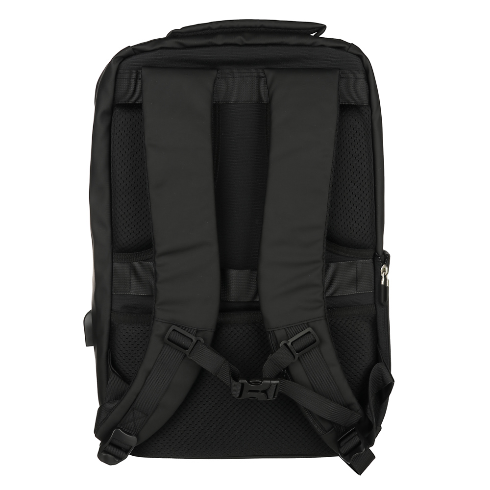 Рюкзак подростковый премиум, 46x29x12см, 2отд, 6 карм, эргон.спинка, прорезиненный ПЭ, USB, черный - #5