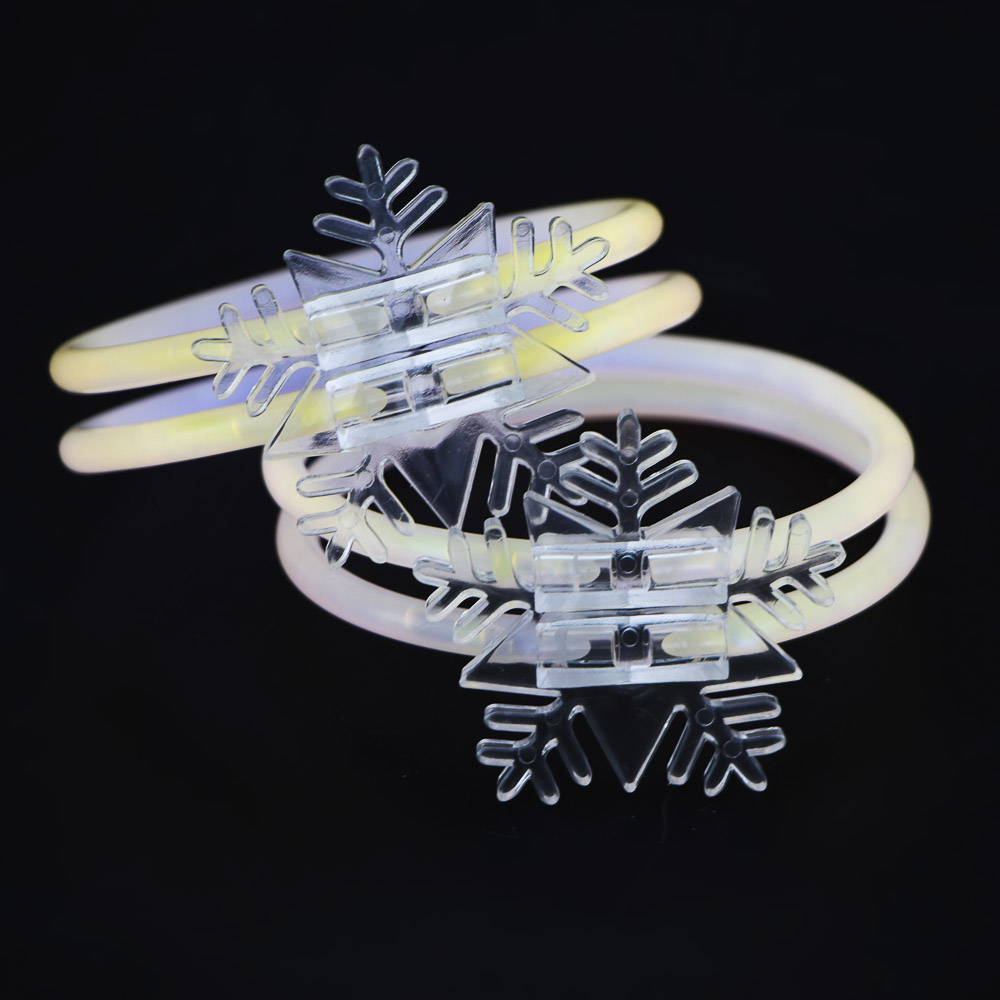 СНОУ БУМ Набор неоновых браслетов со снежинками 2 шт, 4 палочки по 20 см, пластик - #9