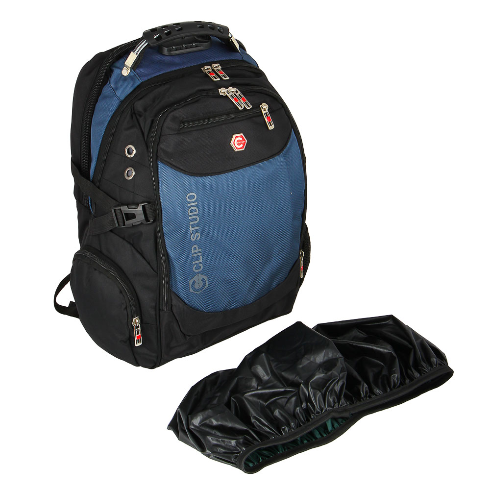 Рюкзак универсальный 50x31x21см, 2отд, 6карм., спинка из ЭВА, вых.USB/науш., код.замок, ПЭ,чер./син. - #6