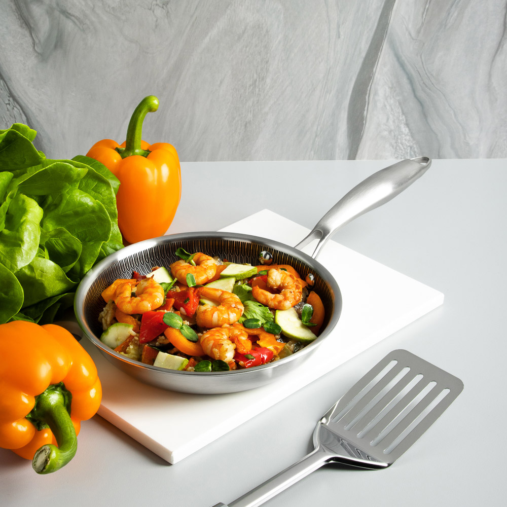 SATOSHI Савона Сковорода Triply 3-х слойная 20х4,0см, нерж.сталь 18/10, антиприг.покр. "соты", инд - #10